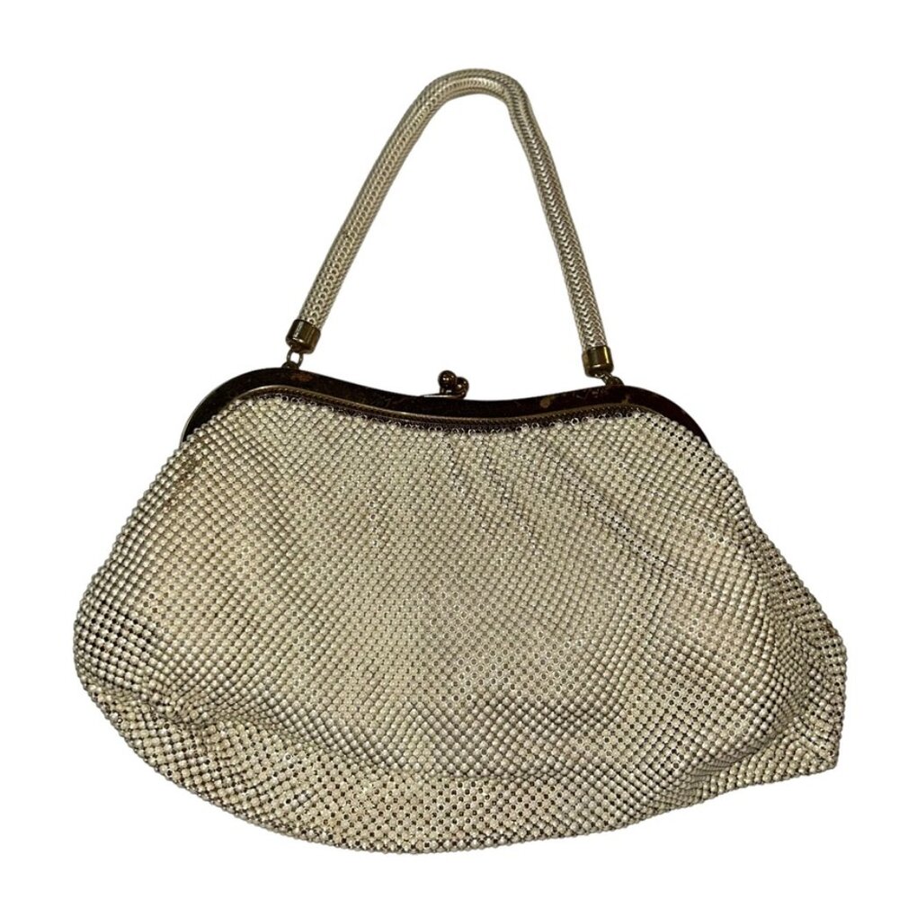 whiting & davis classic antique vintage bone white clutch bag